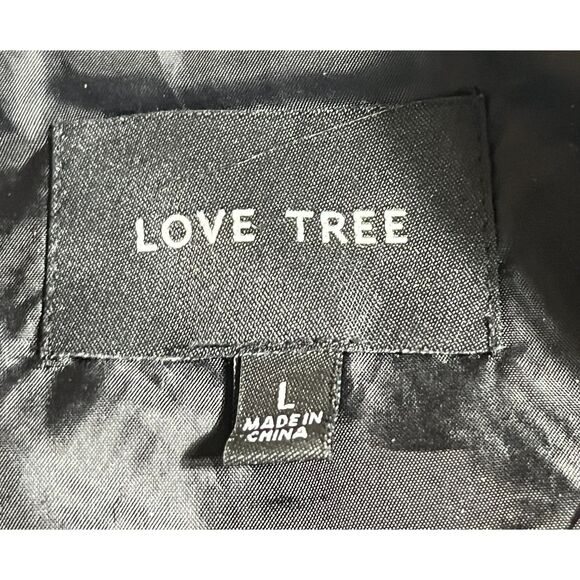 LOVE TREE Black Bomber Quilted Riding Jacket Gold Large EUC - Picture 6 of 9